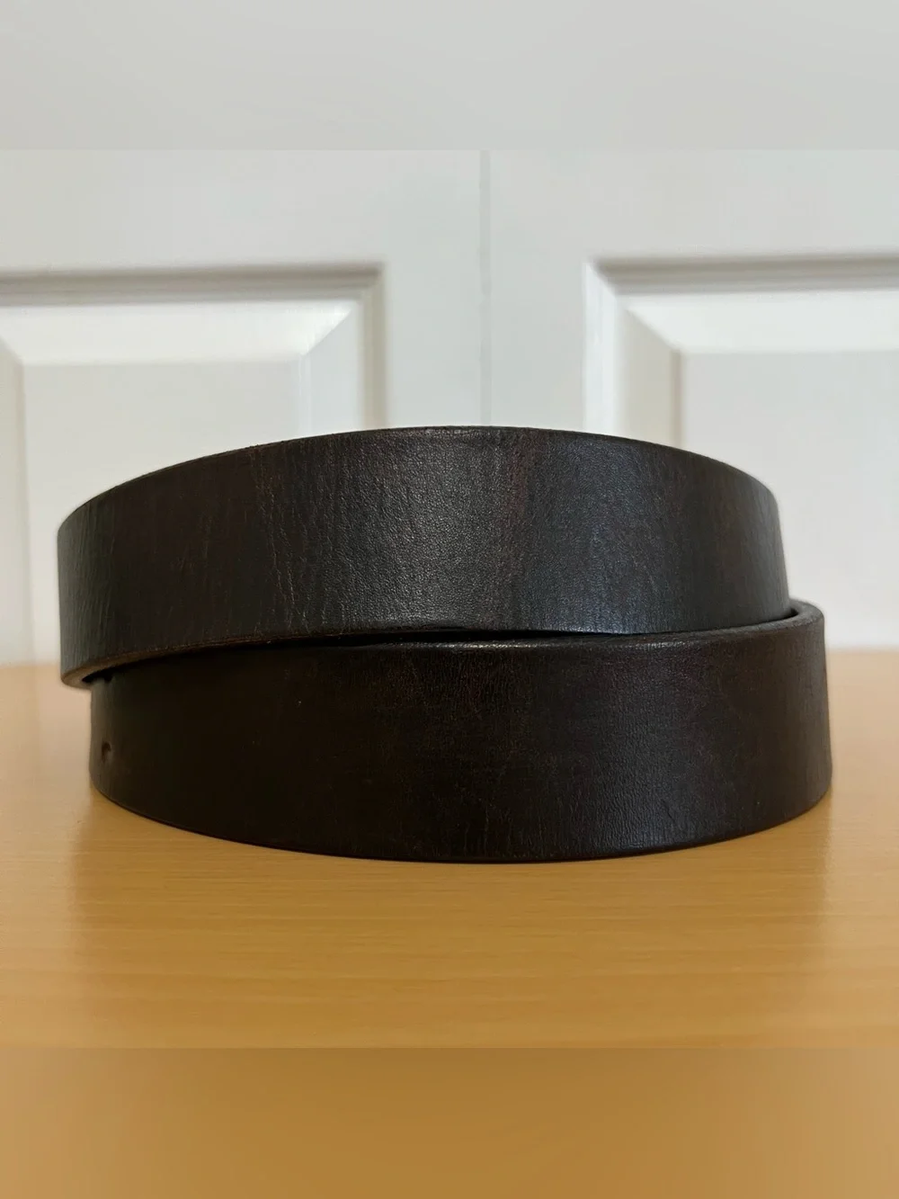 C.C. Filson Men's Dark Brown Double Prong Leather Belt with Brass Buckle Size 42